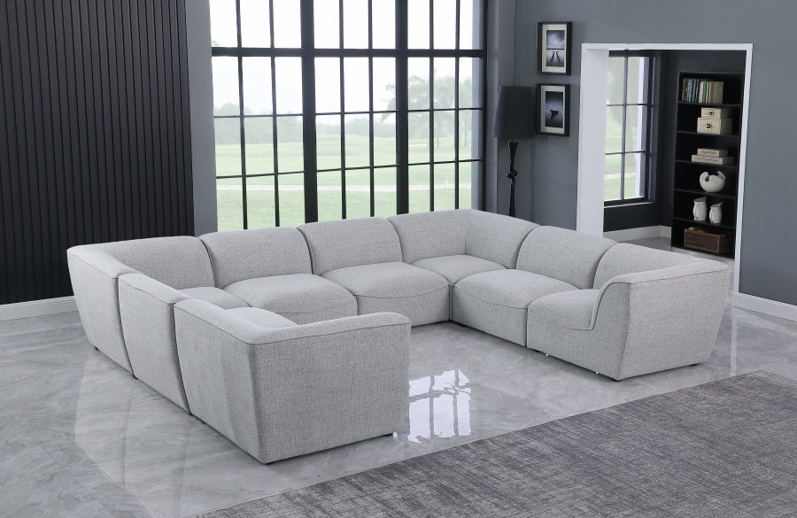 Miramar 142" Linen Textured Fabric Upholstered 8pc. Modular Sectional