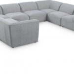 Miramar 142" Linen Textured Fabric Upholstered 8pc. Modular Sectional