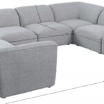 Miramar 142" Linen Textured Fabric Upholstered 8pc. Modular Sectional