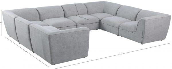 Miramar 142" Linen Textured Fabric Upholstered 8pc. Modular Sectional