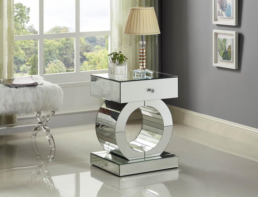 Jocelyn Mirrored End Table