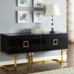 Beth Lacquer Finish And Stainless Steel Base Buffet / Console Table