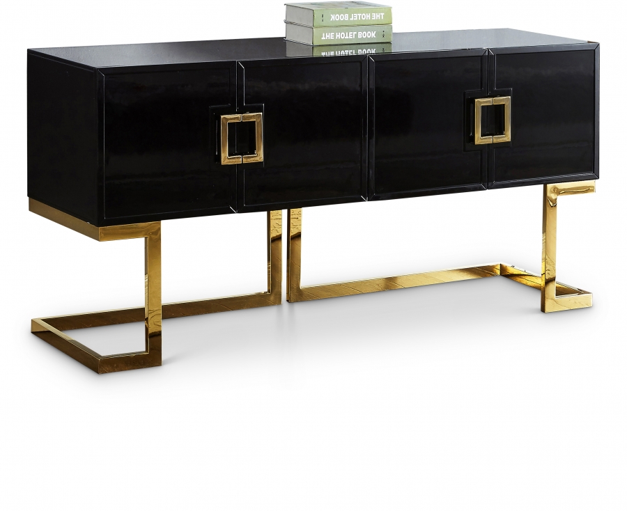 Beth Lacquer Finish And Stainless Steel Base Buffet / Console Table