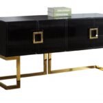 Beth Lacquer Finish And Stainless Steel Base Buffet / Console Table