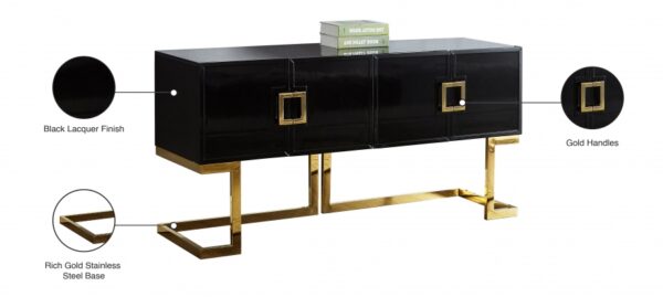 Beth Lacquer Finish And Stainless Steel Base Buffet / Console Table