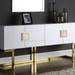 Beth Lacquer Finish And Stainless Steel Base Buffet / Console Table