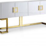 Beth Lacquer Finish And Stainless Steel Base Buffet / Console Table