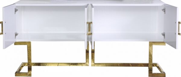 Beth Lacquer Finish And Stainless Steel Base Buffet / Console Table