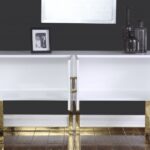 Beth Lacquer Finish And Stainless Steel Base Buffet / Console Table