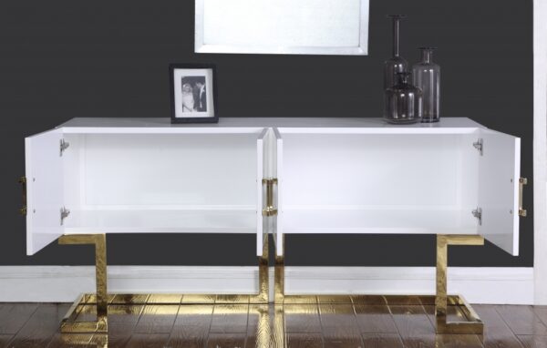 Beth Lacquer Finish And Stainless Steel Base Buffet / Console Table