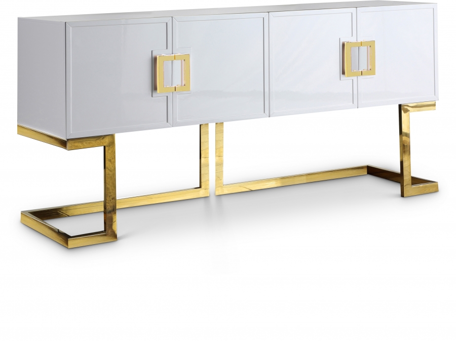Beth Lacquer Finish And Stainless Steel Base Buffet / Console Table