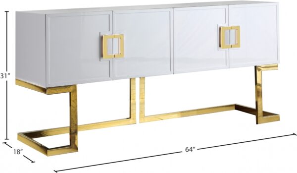 Beth Lacquer Finish And Stainless Steel Base Buffet / Console Table