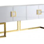 Beth Lacquer Finish And Stainless Steel Base Buffet / Console Table