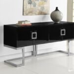 Beth Lacquer Finish And Stainless Steel Base Buffet / Console Table
