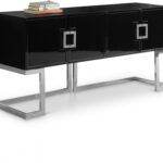 Beth Lacquer Finish And Stainless Steel Base Buffet / Console Table