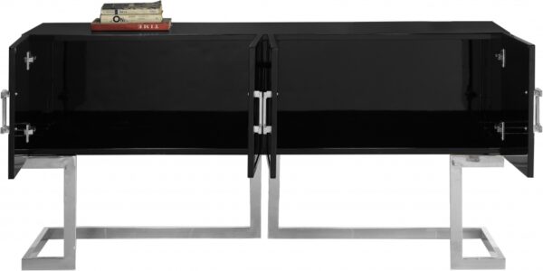 Beth Lacquer Finish And Stainless Steel Base Buffet / Console Table
