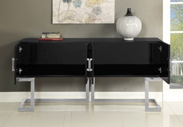 Beth Lacquer Finish And Stainless Steel Base Buffet / Console Table