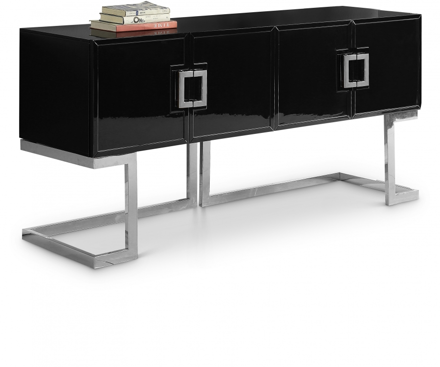 Beth Lacquer Finish And Stainless Steel Base Buffet / Console Table