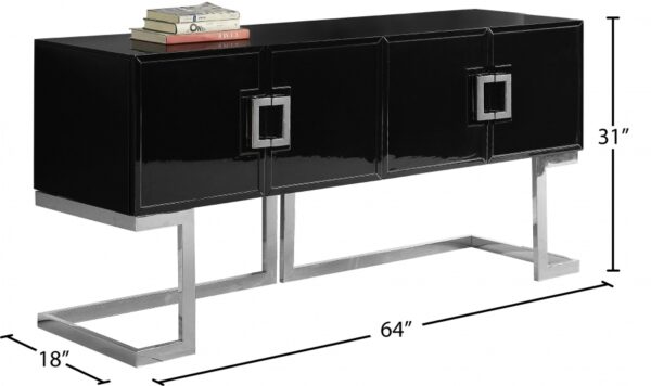 Beth Lacquer Finish And Stainless Steel Base Buffet / Console Table