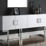 Beth Lacquer Finish And Stainless Steel Buffet / Console Table