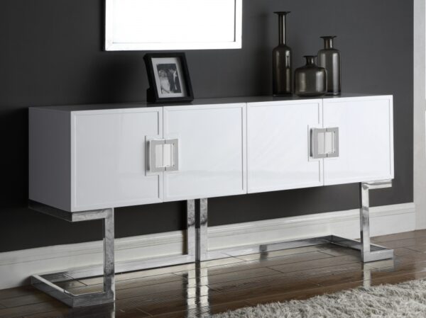 Beth Lacquer Finish And Stainless Steel Buffet / Console Table