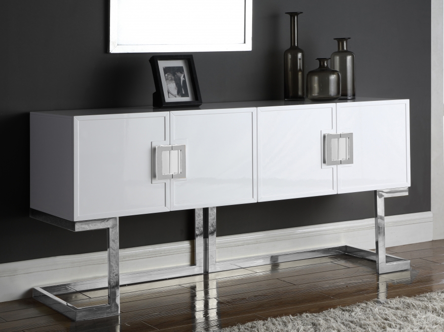 Beth Lacquer Finish And Stainless Steel Buffet / Console Table