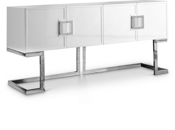 Beth Lacquer Finish And Stainless Steel Buffet / Console Table
