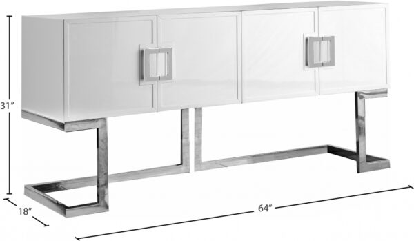 Beth Lacquer Finish And Stainless Steel Buffet / Console Table