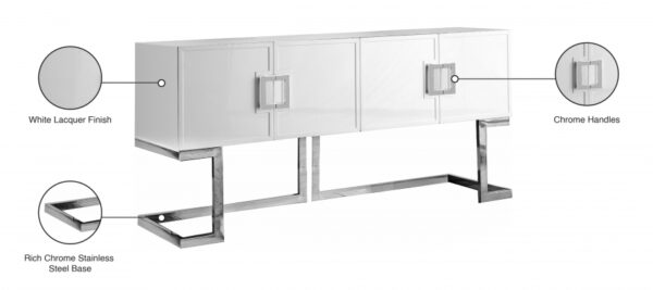 Beth Lacquer Finish And Stainless Steel Buffet / Console Table