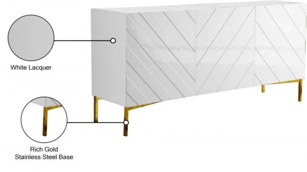 Collette Lacquer Finish And Stainless Steel Sideboard / Buffet