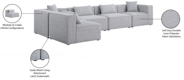 Cube 144" Fabric Upholstered 5pc Modular Sectional