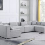 Cube 144" Fabric Upholstered 6pc Modular Sectional