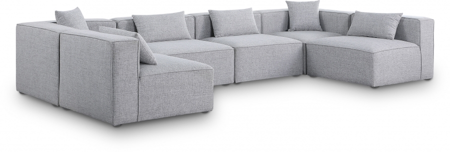Cube 144" Fabric Upholstered 6pc Modular Sectional