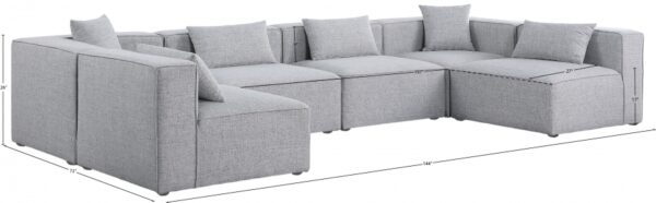 Cube 144" Fabric Upholstered 6pc Modular Sectional