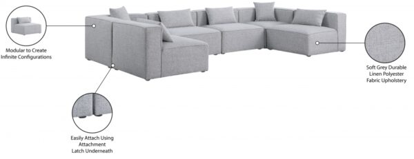 Cube 144" Fabric Upholstered 6pc Modular Sectional