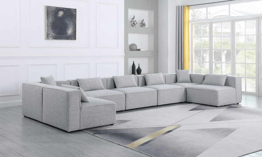 Cube 180" Fabric Upholstered 7pc Modular Sectional