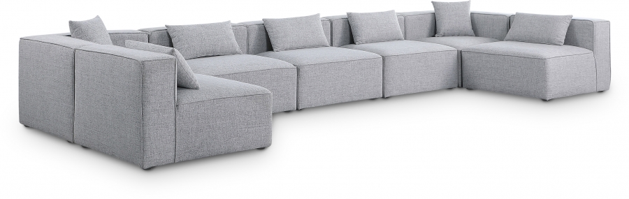Cube 180" Fabric Upholstered 7pc Modular Sectional