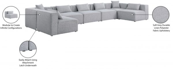 Cube 180" Fabric Upholstered 7pc Modular Sectional