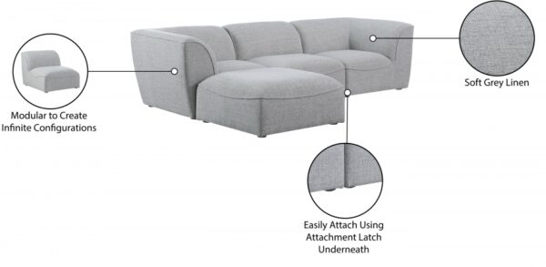 Miramar 109" Linen Textured Fabric Upholstered 4pc. Modular Sectional