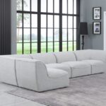 Miramar 142" Linen Textured Fabric Upholstered 5pc. Modular Sectional