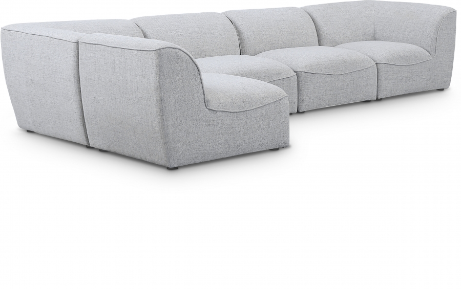 Miramar 142" Linen Textured Fabric Upholstered 5pc. Modular Sectional