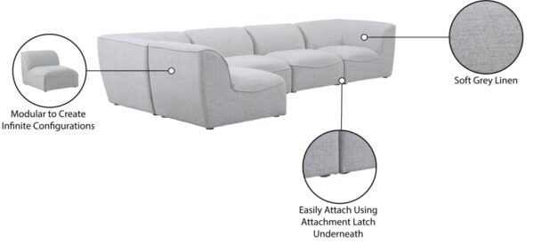 Miramar 142" Linen Textured Fabric Upholstered 5pc. Modular Sectional