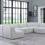 Miramar 142" Linen Textured Fabric Upholstered 6pc. Modular Sectional