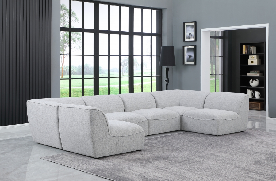 Miramar 142" Linen Textured Fabric Upholstered 6pc. Modular Sectional