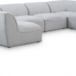 Miramar 142" Linen Textured Fabric Upholstered 6pc. Modular Sectional
