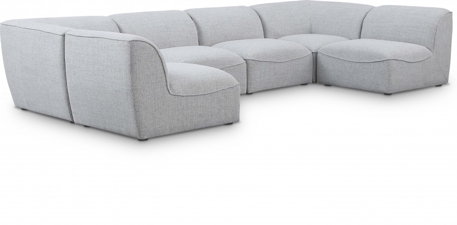Miramar 142" Linen Textured Fabric Upholstered 6pc. Modular Sectional
