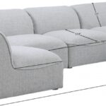 Miramar 142" Linen Textured Fabric Upholstered 6pc. Modular Sectional