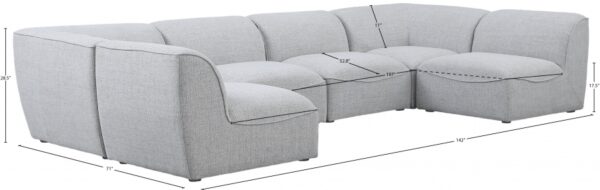 Miramar 142" Linen Textured Fabric Upholstered 6pc. Modular Sectional