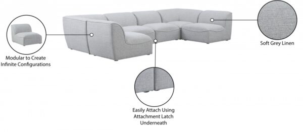 Miramar 142" Linen Textured Fabric Upholstered 6pc. Modular Sectional