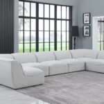 Miramar 175" Linen Textured Fabric Upholstered 7pc. Modular Sectional